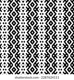 Vector geometric ornament in ethnic style. Seamless pattern with  abstract shapes. Black and white geometric  wallpaper. Repeating pattern for decor, textile and fabric.Abstraction art.