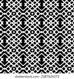 Vector geometric ornament in ethnic style. Seamless pattern with  abstract shapes. Black and white geometric  wallpaper. Repeating pattern for decor, textile and fabric.Abstraction art.