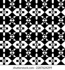 Vector geometric ornament in ethnic style. Seamless pattern with  abstract shapes. Black and white geometric  wallpaper. Repeating pattern for decor, textile and fabric.Abstraction art.