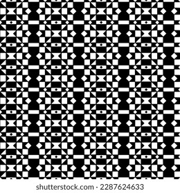 Vector geometric ornament in ethnic style. Seamless pattern with  abstract shapes. Black and white geometric  wallpaper. Repeating pattern for decor, textile and fabric.Abstraction art.