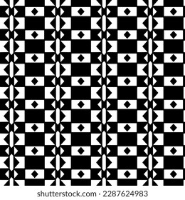 Vector geometric ornament in ethnic style. Seamless pattern with  abstract shapes. Black and white geometric  wallpaper. Repeating pattern for decor, textile and fabric.Abstraction art.