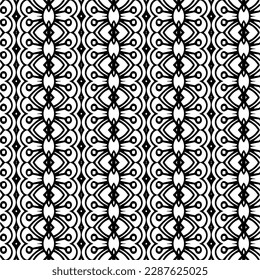 Vector geometric ornament in ethnic style. Seamless pattern with  abstract shapes. Black and white geometric  wallpaper. Repeating pattern for decor, textile and fabric.Abstraction art.
