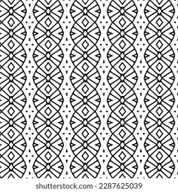 Vector geometric ornament in ethnic style. Seamless pattern with  abstract shapes. Black and white geometric  wallpaper. Repeating pattern for decor, textile and fabric.Abstraction art.