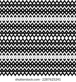Vector geometric ornament in ethnic style. Seamless pattern with  abstract shapes. Black and white geometric  wallpaper. Repeating pattern for decor, textile and fabric.Abstraction art.