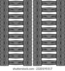 Vector geometric ornament in ethnic style. Seamless pattern with  abstract shapes. Black and white geometric  wallpaper. Repeating pattern for decor, textile and fabric. Abstraction art.