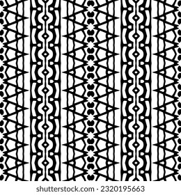 Vector geometric ornament in ethnic style. Seamless pattern with  abstract shapes. Black and white geometric  wallpaper. Repeating pattern for decor, textile and fabric. Abstraction art.