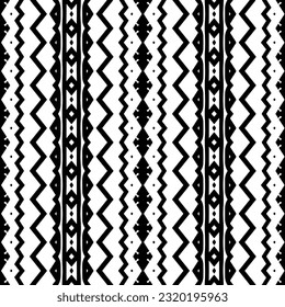 Ornamento geométrico vectorial de estilo étnico. Patrón sin brillo con formas abstractas. Papel de pared geométrico en blanco y negro. Patrón repetitivo de decoración, textil y de tela. Arte de abstracción.