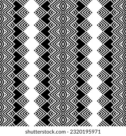 Vector geometric ornament in ethnic style. Seamless pattern with  abstract shapes. Black and white geometric  wallpaper. Repeating pattern for decor, textile and fabric. Abstraction art.