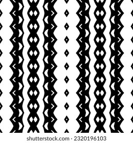 Ornamento geométrico vectorial de estilo étnico. Patrón sin brillo con formas abstractas. Papel de pared geométrico en blanco y negro. Patrón repetitivo de decoración, textil y de tela. Arte de abstracción.