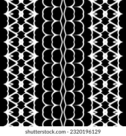 Vector geometric ornament in ethnic style. Seamless pattern with  abstract shapes. Black and white geometric  wallpaper. Repeating pattern for decor, textile and fabric. Abstraction art.