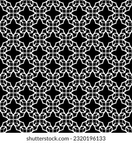 Vector geometric ornament in ethnic style. Seamless pattern with  abstract shapes. Black and white geometric  wallpaper. Repeating pattern for decor, textile and fabric. Abstraction art.