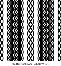Vector geometric ornament in ethnic style. Seamless pattern with  abstract shapes. Black and white geometric  wallpaper. Repeating pattern for decor, textile and fabric. Abstraction art.