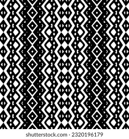 Vector geometric ornament in ethnic style. Seamless pattern with  abstract shapes. Black and white geometric  wallpaper. Repeating pattern for decor, textile and fabric. Abstraction art.