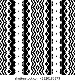 Vector geometric ornament in ethnic style. Seamless pattern with  abstract shapes. Black and white geometric  wallpaper. Repeating pattern for decor, textile and fabric. Abstraction art.
