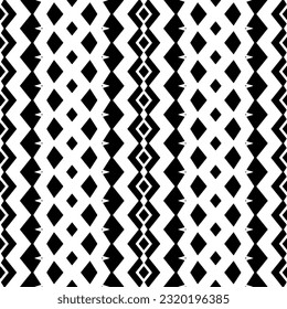 Vector geometric ornament in ethnic style. Seamless pattern with  abstract shapes. Black and white geometric  wallpaper. Repeating pattern for decor, textile and fabric. Abstraction art.