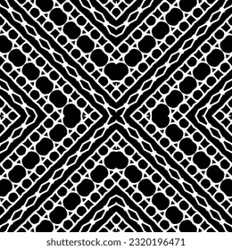 Vector geometric ornament in ethnic style. Seamless pattern with  abstract shapes. Black and white geometric  wallpaper. Repeating pattern for decor, textile and fabric. Abstraction art.