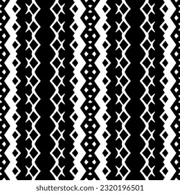 Vector geometric ornament in ethnic style. Seamless pattern with  abstract shapes. Black and white geometric  wallpaper. Repeating pattern for decor, textile and fabric. Abstraction art.