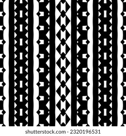 Ornamento geométrico vectorial de estilo étnico. Patrón sin brillo con formas abstractas. Papel de pared geométrico en blanco y negro. Patrón repetitivo de decoración, textil y de tela. Arte de abstracción.