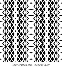 Vector geometric ornament in ethnic style. Seamless pattern with  abstract shapes. Black and white geometric  wallpaper. Repeating pattern for decor, textile and fabric. Abstraction art.