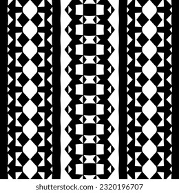 Vector geometric ornament in ethnic style. Seamless pattern with  abstract shapes. Black and white geometric  wallpaper. Repeating pattern for decor, textile and fabric. Abstraction art.