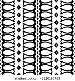 Vector geometric ornament in ethnic style. Seamless pattern with  abstract shapes. Black and white geometric  wallpaper. Repeating pattern for decor, textile and fabric. Abstraction art.