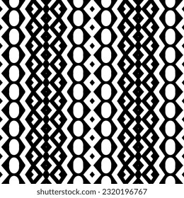 Vector geometric ornament in ethnic style. Seamless pattern with  abstract shapes. Black and white geometric  wallpaper. Repeating pattern for decor, textile and fabric. Abstraction art.