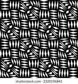 Vector geometric ornament in ethnic style. Seamless pattern with  abstract shapes. Black and white geometric  wallpaper. Repeating pattern for decor, textile and fabric. Abstraction art.