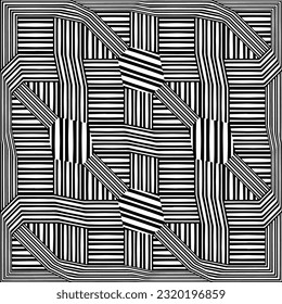 Vector geometric ornament in ethnic style. Seamless pattern with  abstract shapes. Black and white geometric  wallpaper. Repeating pattern for decor, textile and fabric. Abstraction art.