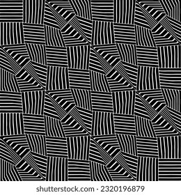 Ornamento geométrico vectorial de estilo étnico. Patrón sin brillo con formas abstractas. Papel de pared geométrico en blanco y negro. Patrón repetitivo de decoración, textil y de tela. Arte de abstracción.