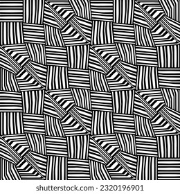 Ornamento geométrico vectorial de estilo étnico. Patrón sin brillo con formas abstractas. Papel de pared geométrico en blanco y negro. Patrón repetitivo de decoración, textil y de tela. Arte de abstracción.