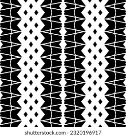 Vector geometric ornament in ethnic style. Seamless pattern with  abstract shapes. Black and white geometric  wallpaper. Repeating pattern for decor, textile and fabric. Abstraction art.