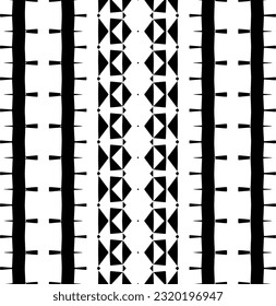 Ornamento geométrico vectorial de estilo étnico. Patrón sin brillo con formas abstractas. Papel de pared geométrico en blanco y negro. Patrón repetitivo de decoración, textil y de tela. Arte de abstracción.