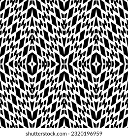 Vektorgeometrische Ornamente im ethnischen Stil. Nahtloses Muster mit abstrakten Formen. geometrische Tapete in Schwarz-Weiß. Wiederholte Muster für Dekoration, Textilien und Stoff. Abstraktionskunst.