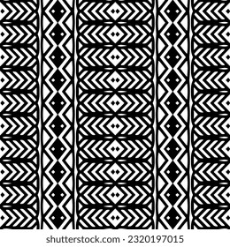 Ornamento geométrico vectorial de estilo étnico. Patrón sin brillo con formas abstractas. Papel de pared geométrico en blanco y negro. Patrón repetitivo de decoración, textil y de tela. Arte de abstracción.