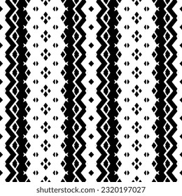 Vector geometric ornament in ethnic style. Seamless pattern with  abstract shapes. Black and white geometric  wallpaper. Repeating pattern for decor, textile and fabric. Abstraction art.