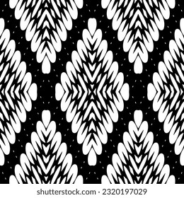Vector geometric ornament in ethnic style. Seamless pattern with  abstract shapes. Black and white geometric  wallpaper. Repeating pattern for decor, textile and fabric. Abstraction art.