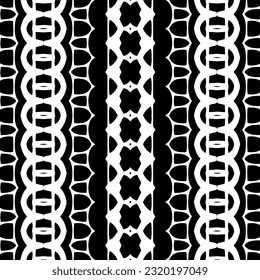 Vector geometric ornament in ethnic style. Seamless pattern with  abstract shapes. Black and white geometric  wallpaper. Repeating pattern for decor, textile and fabric. Abstraction art.