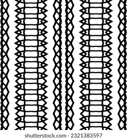 Vector geometric ornament in ethnic style. Seamless pattern with  abstract shapes. Black and white geometric  wallpaper. Repeating pattern for decor, textile and fabric. Abstraction art.
