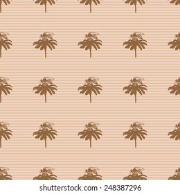 Vector, geometric ornament on beige striped background with flower sitting on her bee