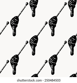 Vector, geometric ornament on a white background, depicts a bucket of honey with honey flowing down