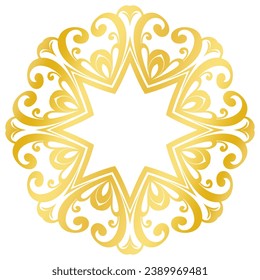 Vector geometric ornament shape with golden gradient.