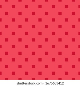 Vector geometric ornament with small square shapes, repeat tiles. Abstract minimal seamless pattern. Simple background texture in red color. Repeat design for decor, fabric, cloth, textile, wrapping