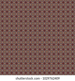 Vector geometric ornament texture with linear stars, angular geometric figures. Abstract geometric seamless pattern painted in orange, brown and blue colors. For furniture, fabric, textile.