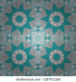 Vector geometric ornament texture with linear stars, angular geometric figures. Abstract geometric seamless pattern painted in blue, brown and gray colors. For furniture, fabric, textile.