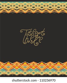 Vector geometric ornamental  borders on black background