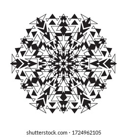 Vector Geometric Ornamental Mandala Design on White. Colouring Page