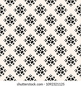 Vector geometric ornamental seamless pattern. Black and white damask texture. Abstract monochrome background in traditional oriental style. Ornament with flower shapes, stars. Elegant luxury design