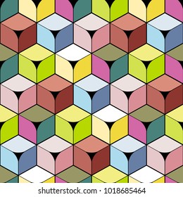 Vector geometric ornamental surface in seamless pattern. Abstract colorfull background