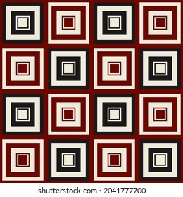 Vector geometric overlap square grid checkered seamless pattern background. Vintage color design. Use for fabric, textile, interior decoration elements, upholstery, wrapping.