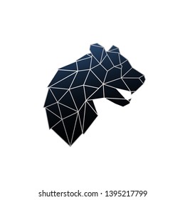Vector geometric panther illustration. Silver polygonal panther emblem isolated on white background.